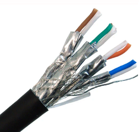 CAT7A их хэмжээний Ethernet кабель, 10G дотор / гадаа хос хамгаалалттай хатуу зэс S / FTP, 23 AWG 1000ft